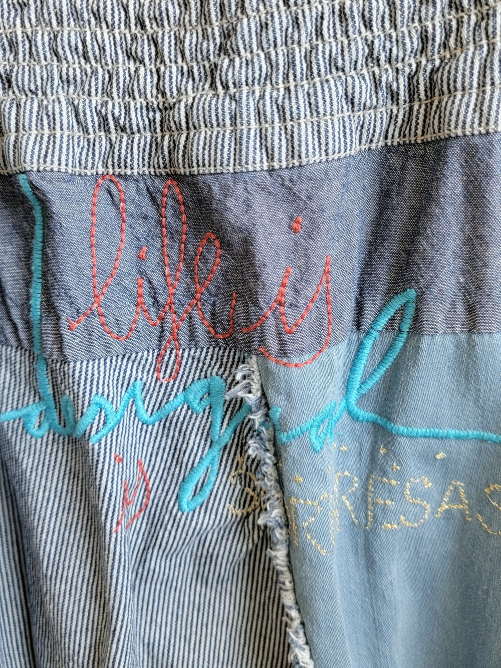 Desigual Blue Denim Patchwork Short Sundress with Multi-Color Patches - Picture 9 of 9